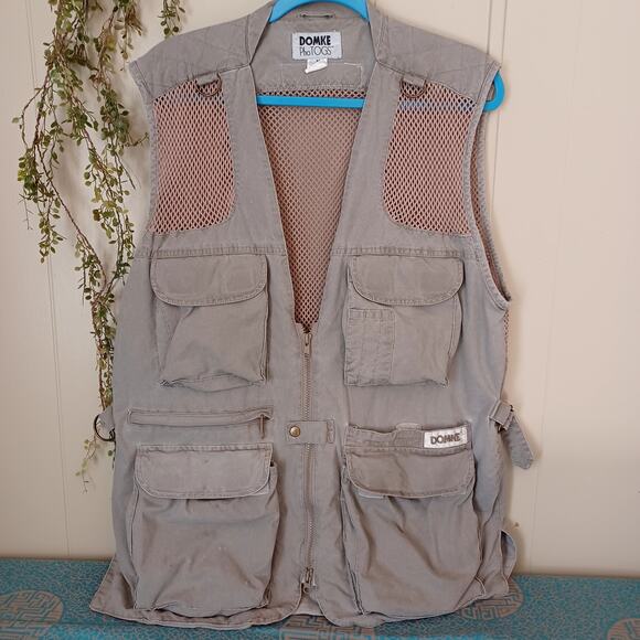 Vintage Distressed DOMKE PhoTOGS Photographer Utility Tan Vest M - Picture 1 of 13